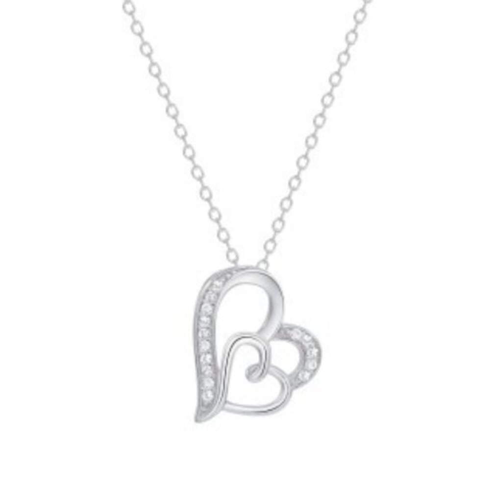 925 CZ DOUBLE HEARTS NECKLACE